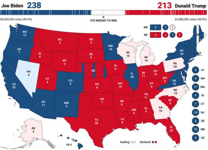 அமெரிக்காவில் தீர்மானம் இன்றிய தேர்தல் இரவு