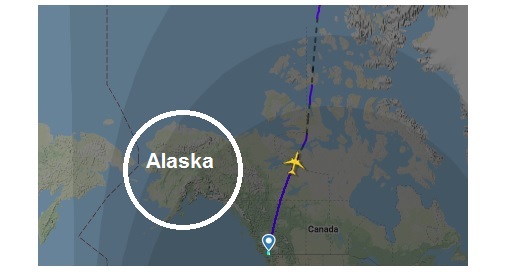 Meng விமானம் அலாஸ்காவை தவிர்த்தே சென்றது