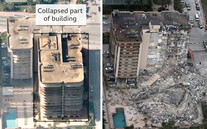 Miami மாடி உடைந்து வீழ்ந்தது, 99 பேர் தொலைவு