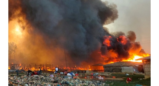 பங்களாதேச ரோஹிங்கியா முகாமில் தீ, பலர் பலி